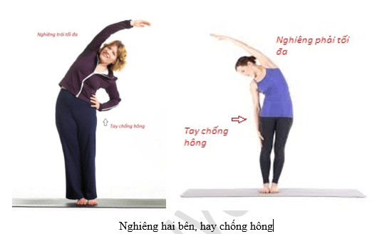 nghiêng hai bên tay chống hông